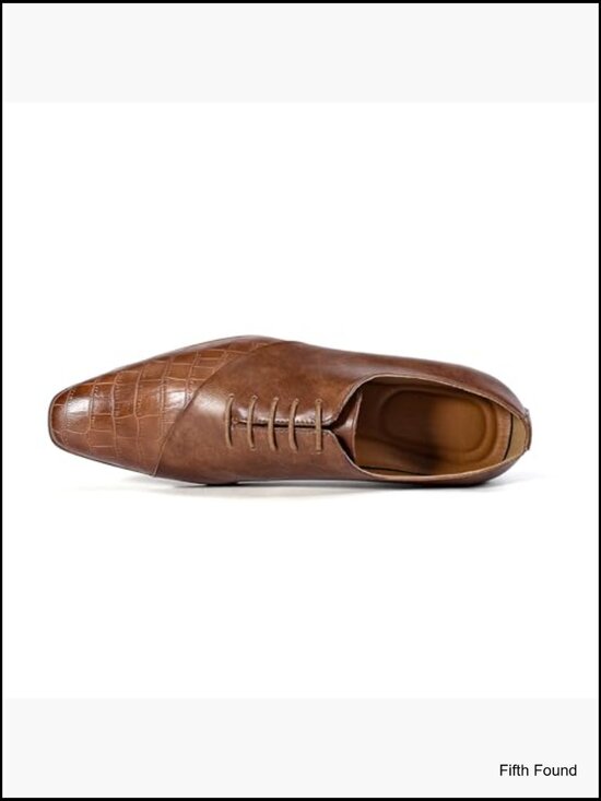 Men\'s Croc-Embossed Lace Up Oxfords Dress Shoes Formal Wedding Prom